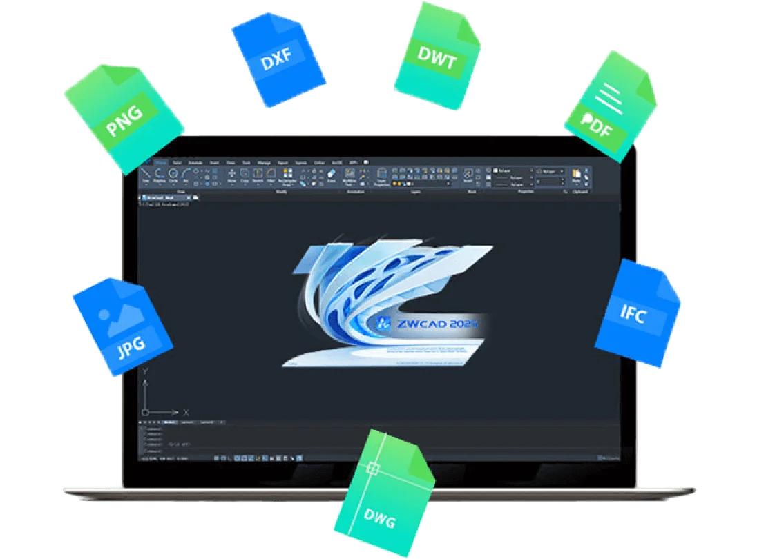 Laptop chạy ZWCAD cùng các định dạng DWG, DXF, DWT, PDF, IFC